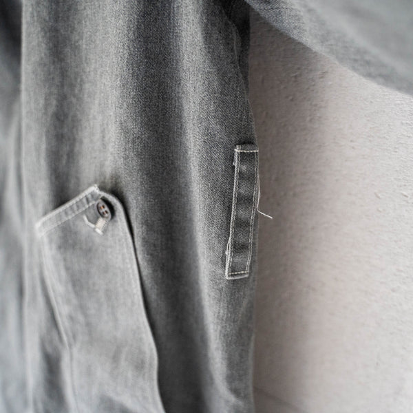 1980-90s 'Aquascutum' gray color trench coat -black dyed-