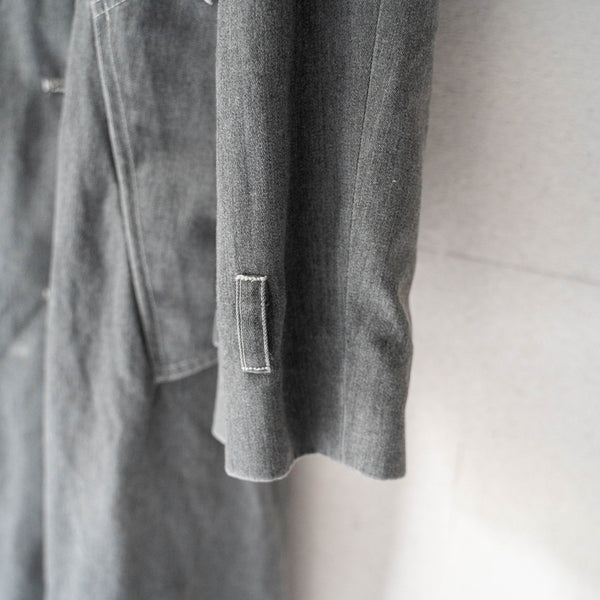 1980-90s 'Aquascutum' gray color trench coat -black dyed-