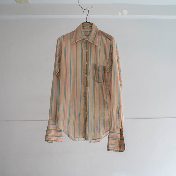 1970-80s multi-stripe l/s shirt -good color-