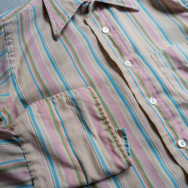 1970-80s multi-stripe l/s shirt -good color-