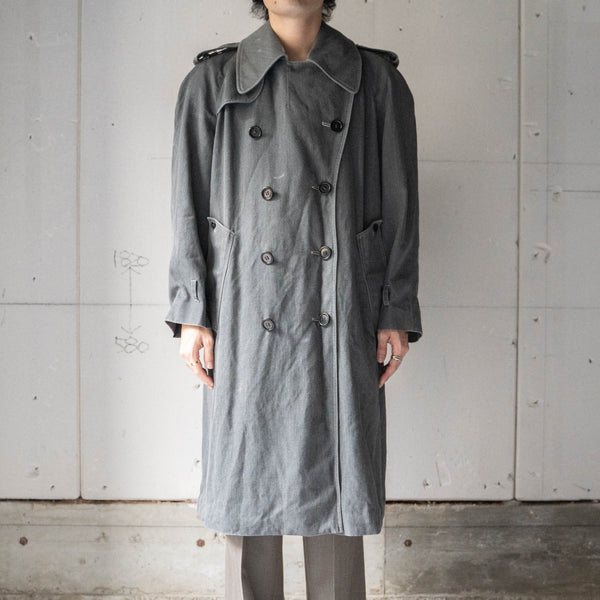 1980-90s 'Aquascutum' gray color trench coat -black dyed-