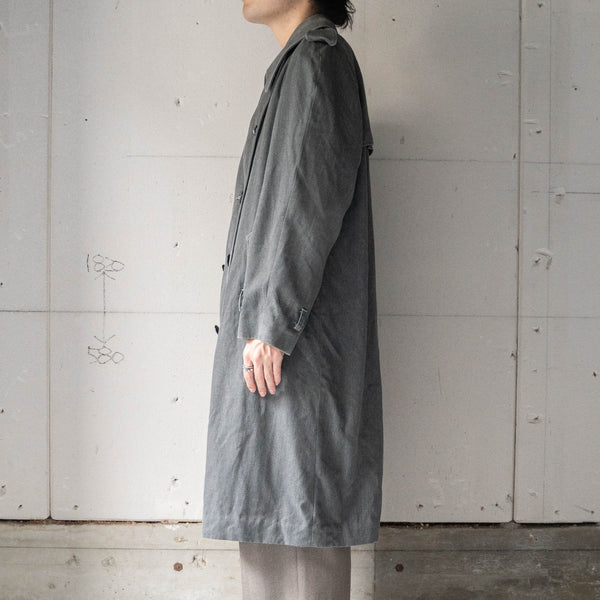 1980-90s 'Aquascutum' gray color trench coat -black dyed-