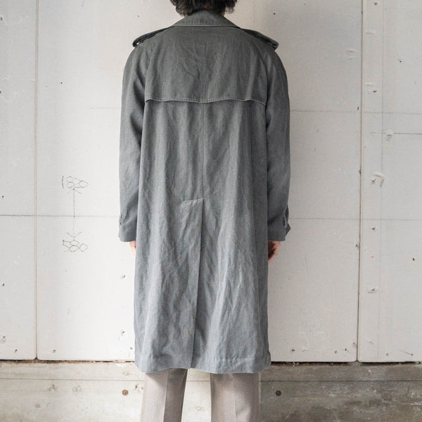 1980-90s 'Aquascutum' gray color trench coat -black dyed-