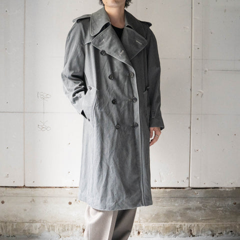 1980-90s 'Aquascutum' gray color trench coat -black dyed-