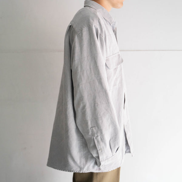 1990s light gray color all poly block check suede shirt