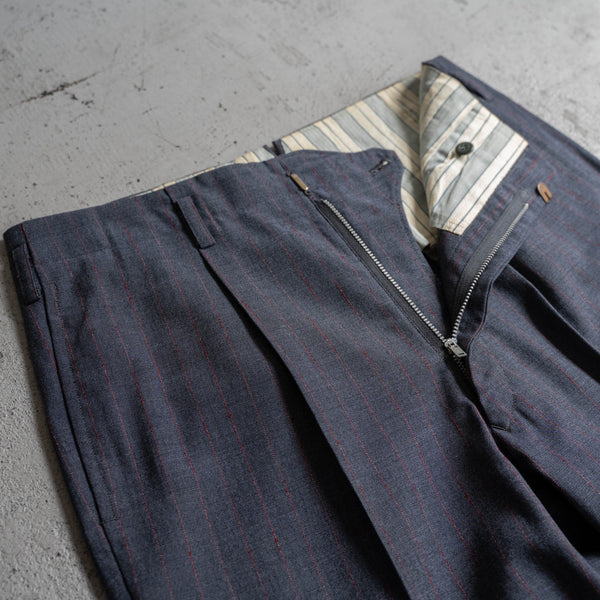1980s Japan vintage gray navy stripe slacks