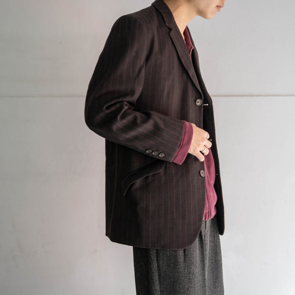1970s Japan vintage dark brown stripe tailored jacket