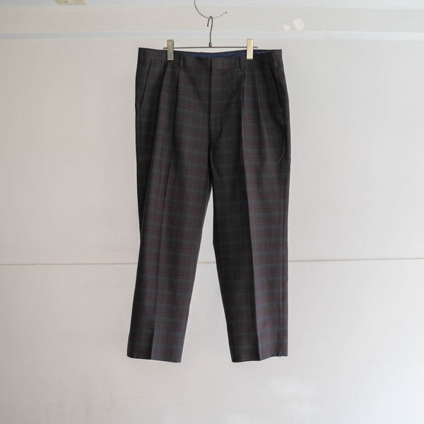 1990s Japan vintage black watch poly 100 2 tuck slacks