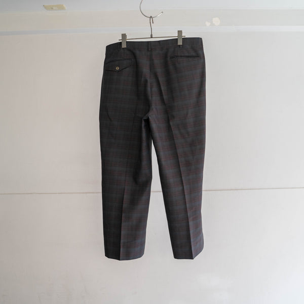 1990s Japan vintage black watch poly 100 2 tuck slacks