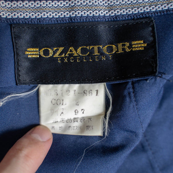 1990s Japan vintage black watch poly 100 2 tuck slacks