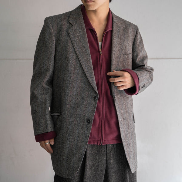 1980s Japan vintage gray based stripe tailored jacket