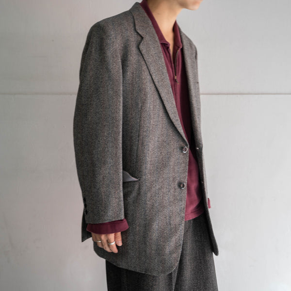 1980s Japan vintage gray based stripe tailored jacket