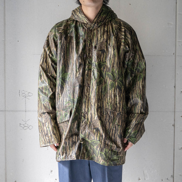 around 1990s real tree camouflage PVC parka