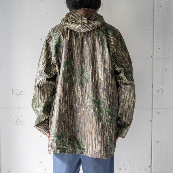 around 1990s real tree camouflage PVC parka