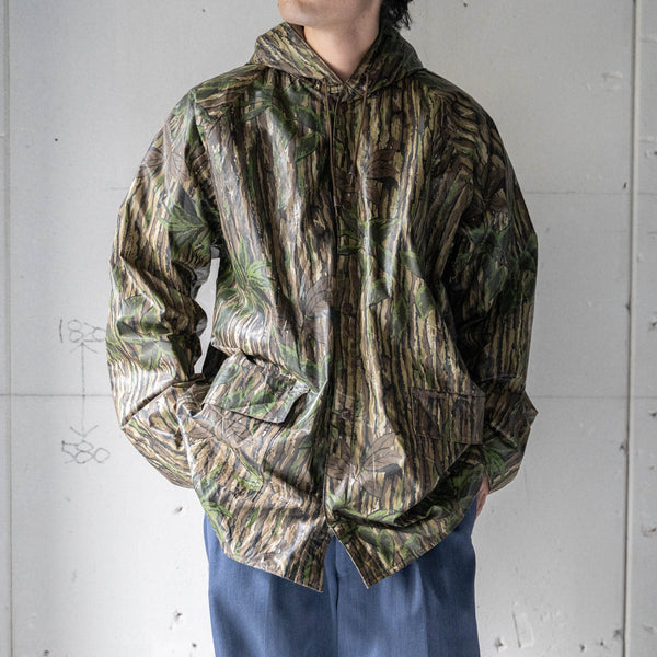 around 1990s real tree camouflage PVC parka