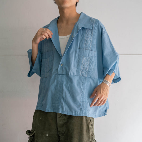 2000s blue cuba s/s shirt -smock remake-