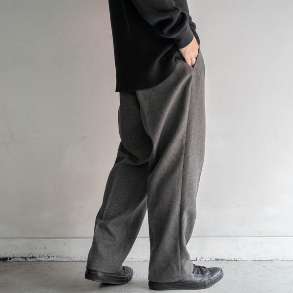 1990s Japan vintage gray green check slacks