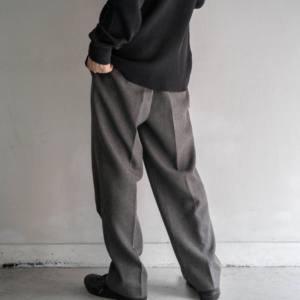 1990s Japan vintage gray green check slacks