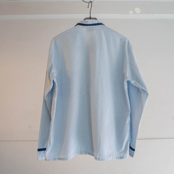 around1970s Germany light blue color pajama shirt -all-over pattern-
