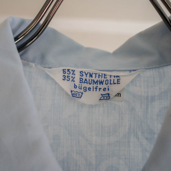 around1970s Germany light blue color pajama shirt -all-over pattern-