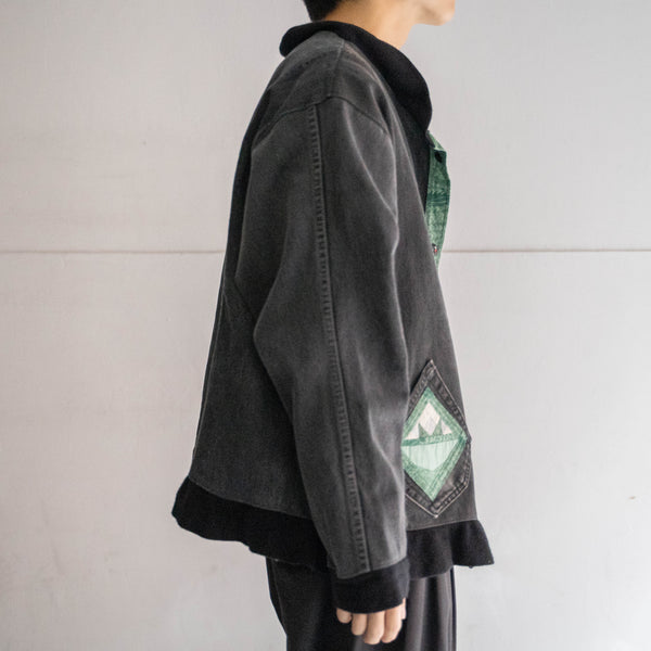 around 1980s black denim home-made blouson