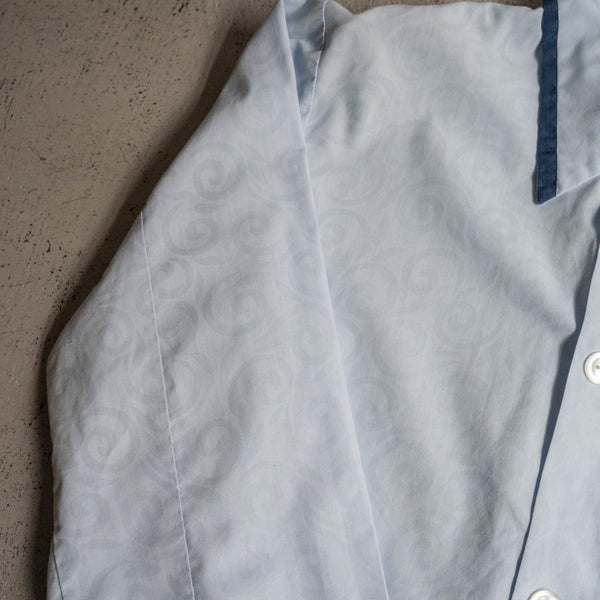 around1970s Germany light blue color pajama shirt -all-over pattern-
