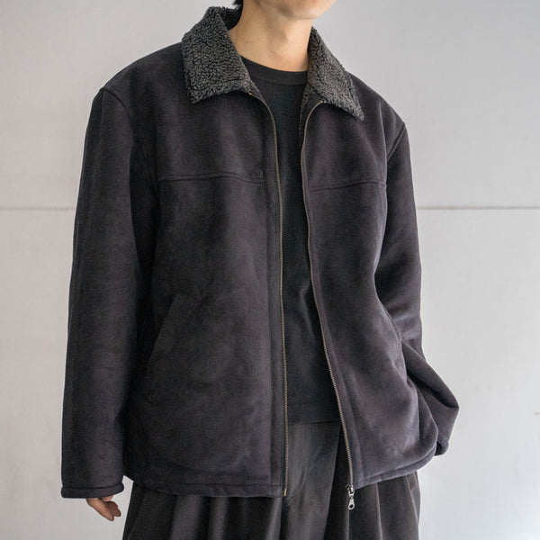 1990s black fake mouton boa blouson