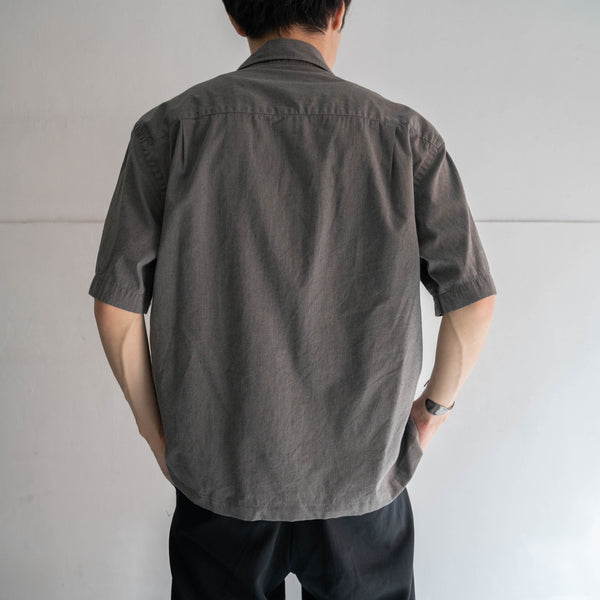 2000s gray × black line design s/s shirt -remake-