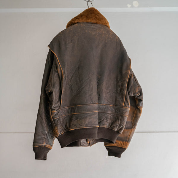 1980s AVIREX faded brown leather jacket -G-1 sampling-