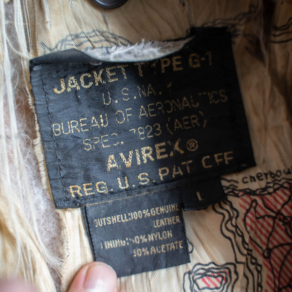 1980s AVIREX faded brown leather jacket -G-1 sampling-