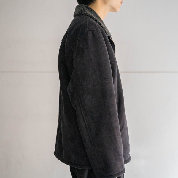 1990s black fake mouton boa blouson