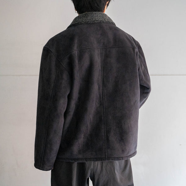 1990s black fake mouton boa blouson