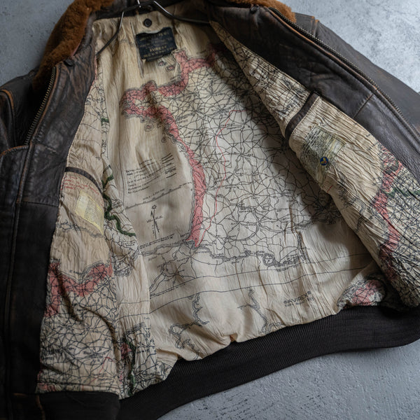 1980s AVIREX faded brown leather jacket -G-1 sampling-
