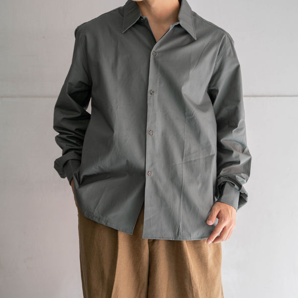 1970-80s Italian police deep green l/s shirt 'dead stock' -remake-