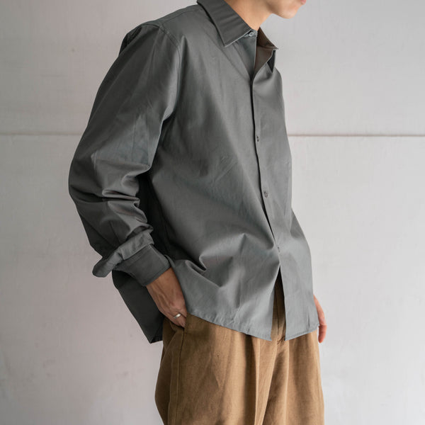 1970-80s Italian police deep green l/s shirt 'dead stock' -remake-