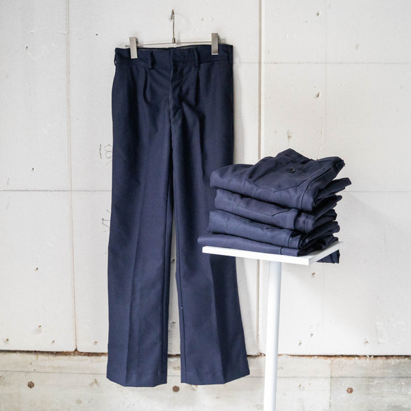 1970s Italian military dark navy one tuck wool slacks 'dead stock'