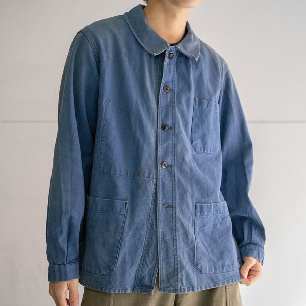 1950s France blue cotton twill work jacket 'back sun fade'
