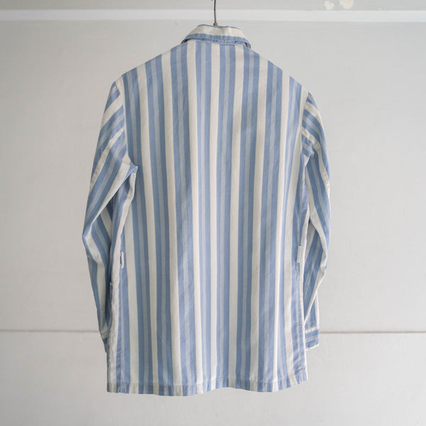 around 1980s French blue × white striped pajama shirt -repair-