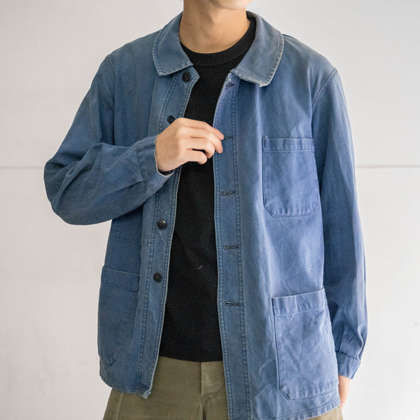 1950s France blue cotton twill work jacket 'back sun fade'