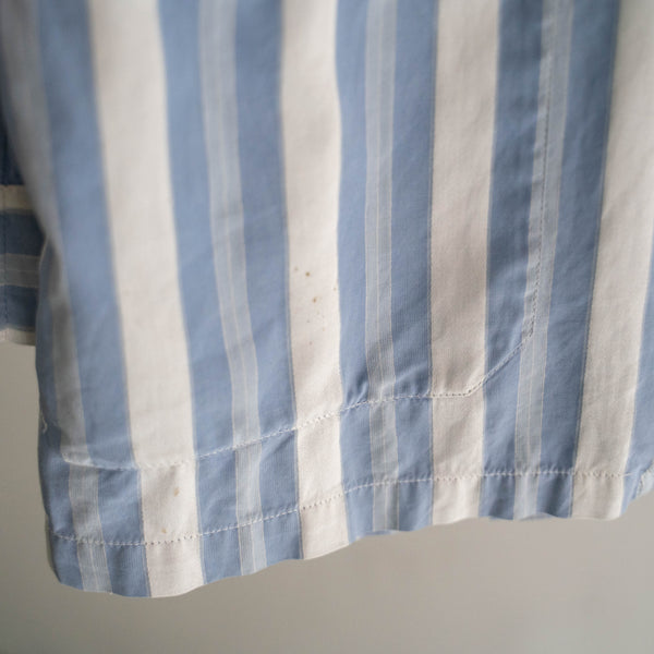 around 1980s French blue × white striped pajama shirt -repair-