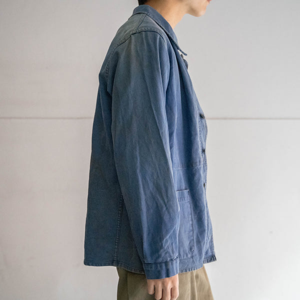 1950s France blue cotton twill work jacket 'back sun fade'