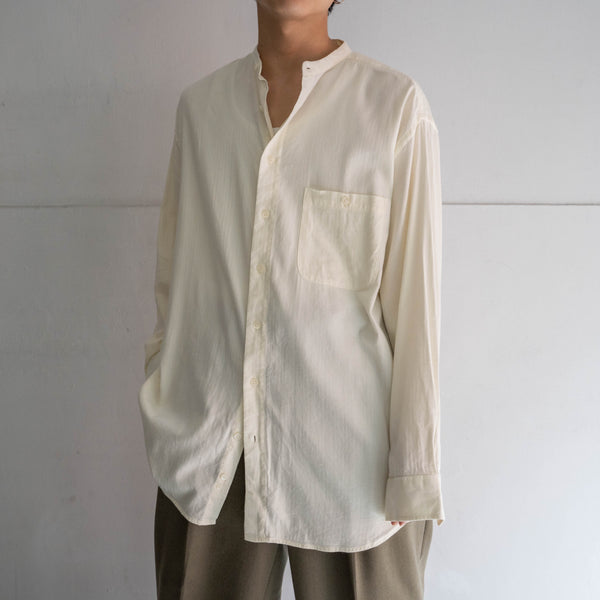 1990s ivory cotton × rayon no collar l/s shirt