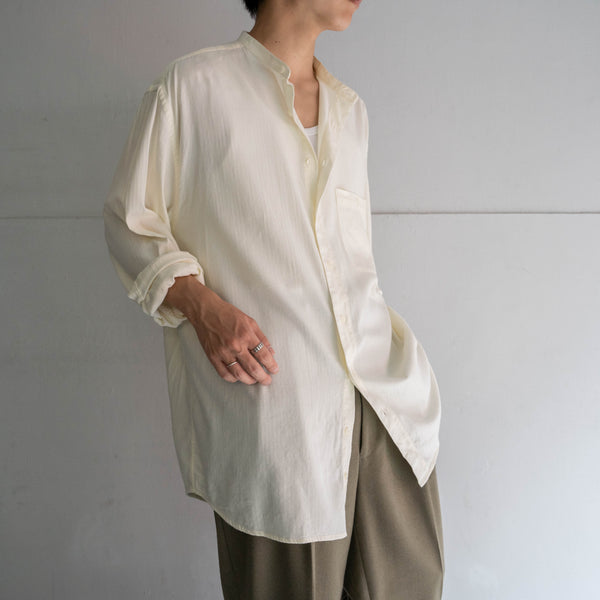 1990s ivory cotton × rayon no collar l/s shirt