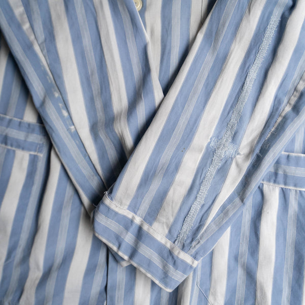 around 1980s French blue × white striped pajama shirt -repair-