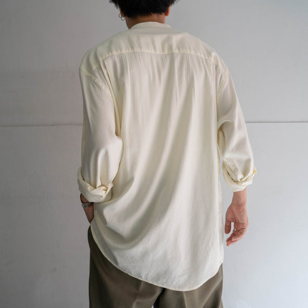 1990s ivory cotton × rayon no collar l/s shirt