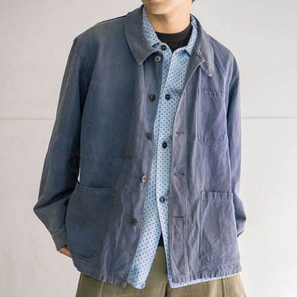 1950s France blue cotton twill work jacket 'government supply & super fade'