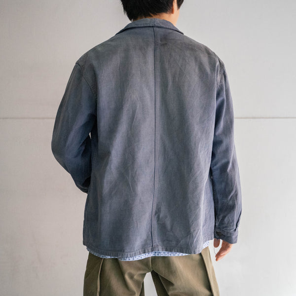 1950s France blue cotton twill work jacket 'government supply & super fade'
