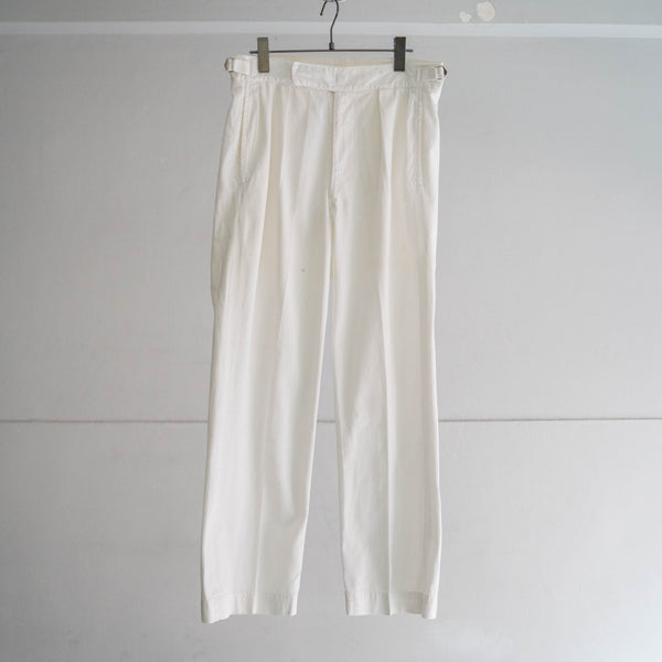 1960s Royal Navy white drill chino slacks -with adjuster-