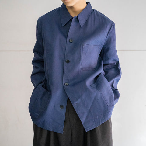 around 1960s France navy cotton twill work jacket 'dead stock' -1