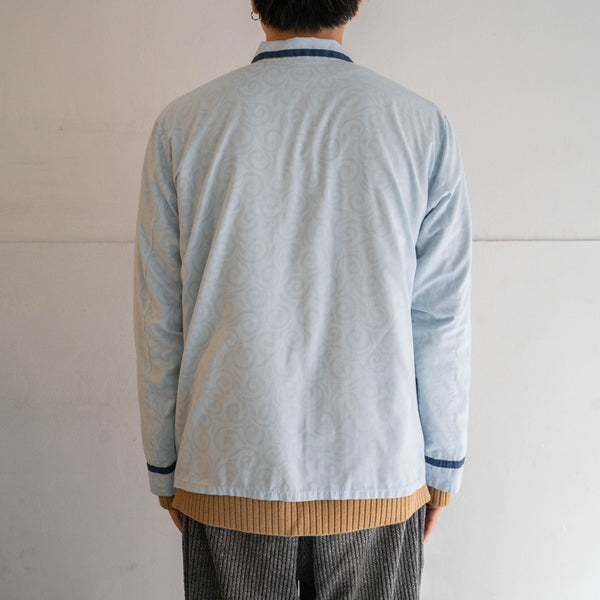 around1970s Germany light blue color pajama shirt -all-over pattern-